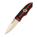 3.5" Snap Folding Knife // Thin Red Line Grip // Silver Smooth Blade