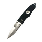 3.5" Snap Folding Knife // Flatline Black Grip // Silver Combo Blade
