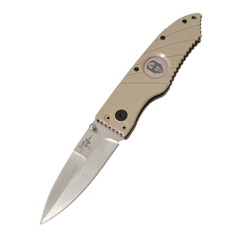 3.5" Snap Folding Knife // Flatline Khaki Grip // Black Combo Blade