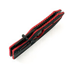 3.5" Snap Folding Knife // Thin Red Lione Grip // Black Combo Blade