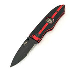 3.5" Snap Folding Knife // Thin Red Lione Grip // Black Combo Blade
