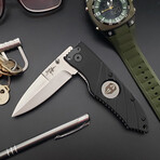 3.5" Snap Folding Knife // Flatline Black Grip // Silver Smooth Blade