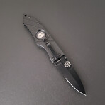 3.5" Snap Folding Knife // Flatline Black Grip // Black Combo Blade