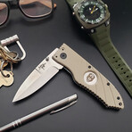 3.5" Snap Folding Knife // Flatline Khaki Grip // Black Combo Blade