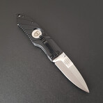 3.5" Snap Folding Knife // Flatline Black Grip // Silver Smooth Blade