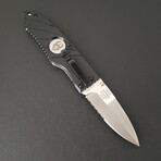 3.5" Snap Folding Knife // Flatline Black Grip // Silver Combo Blade