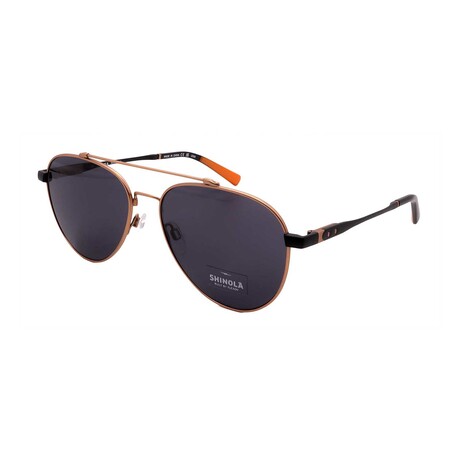 Shinola // Men's Pilot SH2101S 784 Sunglasses // Copper Matte Black + Grey Lenses
