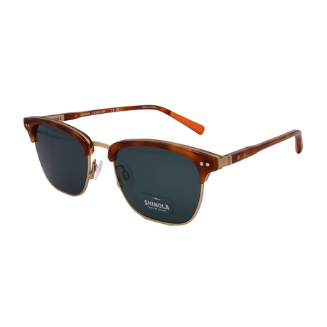 Shinola // Men's Pilot Sh2300S 243 Sunglasses // Light Havana Gold + Green Lenses