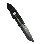 3.5" Tanto Folding Knife // Flatline Black Grip // Black Smooth Blade