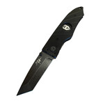 3.5" Tanto Folding Knife // Flatline Black Grip // Black Smooth Blade