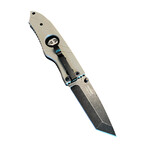 3.5" Tanto Folding Knife // Flatline Khaki Grip // Black Smooth Blade