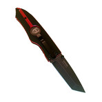 3.5" Tanto Folding Knife // Thin Red Line Grip // Black Smooth Blade