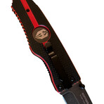 3.5" Tanto Folding Knife // Thin Red Line Grip // Black Smooth Blade