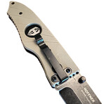 3.5" Tanto Folding Knife // Flatline Khaki Grip // Black Smooth Blade