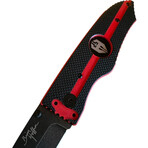 3.5" Tanto Folding Knife // Thin Red Line Grip // Black Smooth Blade