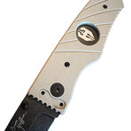 3.5" Tanto Folding Knife // Flatline Khaki Grip // Black Smooth Blade