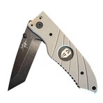 3.5" Tanto Folding Knife // Flatline Khaki Grip // Black Smooth Blade