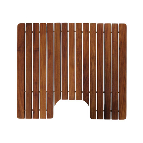 Bare Decor Peter Genuine Solid Teak Wood Toilet Mat // 20" x 18"