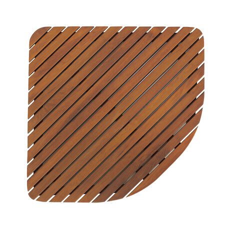 Bare Decor Dania Corner Shower Spa Mat in Solid Teak Wood and Oiled Finish (24" x 24")