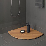 Bare Decor Dania Corner Shower Spa Mat in Solid Teak Wood and Oiled Finish (24" x 24")
