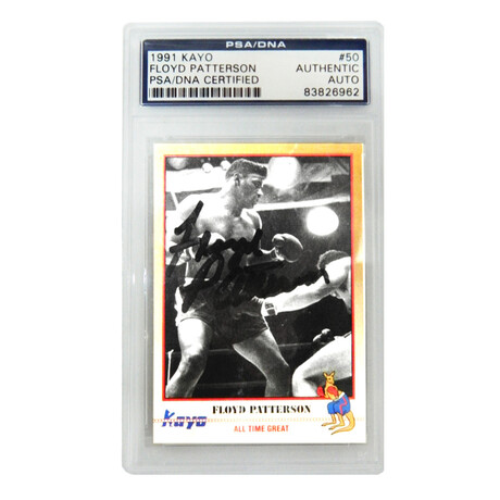 Floyd Patterson // Signed 1991 Kayo Boxing Trading Card #50