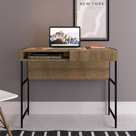 Mckenzie Office Desk // Walnut Laminate