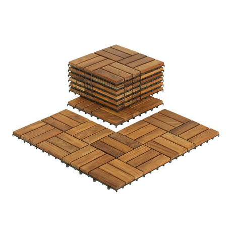 Bare Decor EZ-Floor Interlocking Flooring Tiles in Solid Teak Wood // Set of 10
