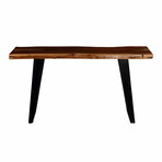 Bare Decor Yukon Console Table in Solid 2" Slab of Wood with Live Edge, Metal Legs in Black