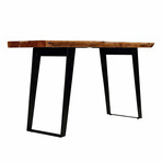 Bare Decor Yukon Console Table in Solid 2" Slab of Wood with Live Edge, Metal Legs in Black
