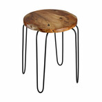 Bare Decor Lacie Accent End Table with Solid Live Edge Teak Root Top, Round 16"