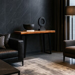 Bare Decor Yukon Console Table in Solid 2" Slab of Wood with Live Edge, Metal Legs in Black