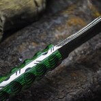 The Strike Fury // Drop Point // Sculptured Green & Black Dense Wood