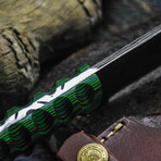 The Void Scalpel // Clip Point // Sculptured Green & Black Dense Wood