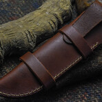 The Warlord'S Edge // Clip Point // Sculptured Orange & Blue Dense Wood