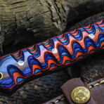 The Warlord'S Edge // Clip Point // Sculptured Orange & Blue Dense Wood