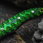 The Strike Fury // Drop Point // Sculptured Green & Black Dense Wood
