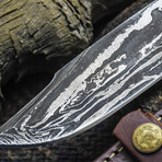 The Warlord'S Edge // Clip Point // Sculptured Orange & Blue Dense Wood