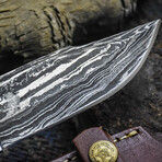 The Warlord'S Edge // Clip Point // Sculptured Orange & Blue Dense Wood