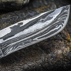 The Strike Fury // Drop Point // Sculptured Green & Black Dense Wood