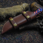 The Warlord'S Edge // Clip Point // Sculptured Orange & Blue Dense Wood