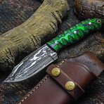 The Void Scalpel // Clip Point // Sculptured Green & Black Dense Wood