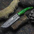 The Strike Fury // Drop Point // Sculptured Green & Black Dense Wood