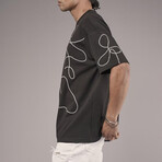 Embroidered Crewneck T-Shirt // Black (L)