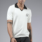 Knit Polo Shirt // White + Black (S)
