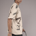 Oversized Printed Pattern Crewneck T-Shirt // Beige (XL)