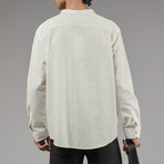 Muslin Mockneck Oversized Button-Up Shirt // White (L)