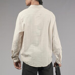Muslin Ribbed Oversized Button-Up Shirt // Beige (2XL)