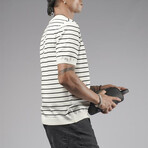 Crewneck Striped Knit Shirt // Off-White + Black (XL)