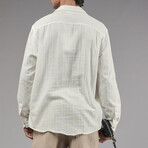 Muslin Ribbed Oversized Button-Up Shirt // Off-White (M)
