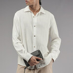 Muslin Ribbed Oversized Button-Up Shirt // Off-White (M)